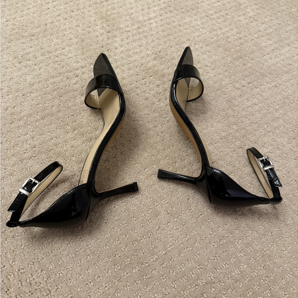 Vince Camuto Black Shiny Patent Strappy Women's Heels 8 - Picture 4 of 5